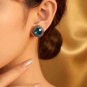 Elegant Blue andsilver Stud Earrings
